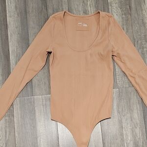 Tan Long Sleeve Bodysuit